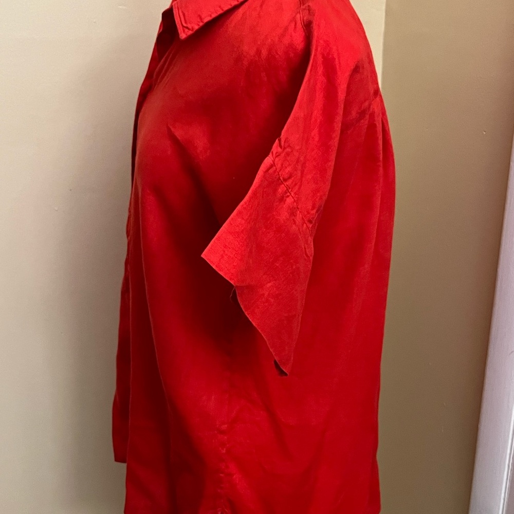 Lauren Ralph Lauren women’s short sleeve linen shirt. Size L. Red - Picture 3 of 9